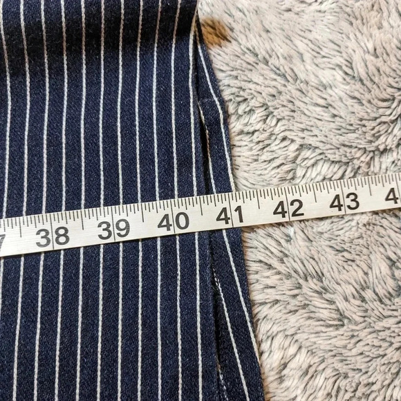 Erica Tanov Blue Denim Rye Dress Pockets Striped Size 4 XL - Picture 6 of 10